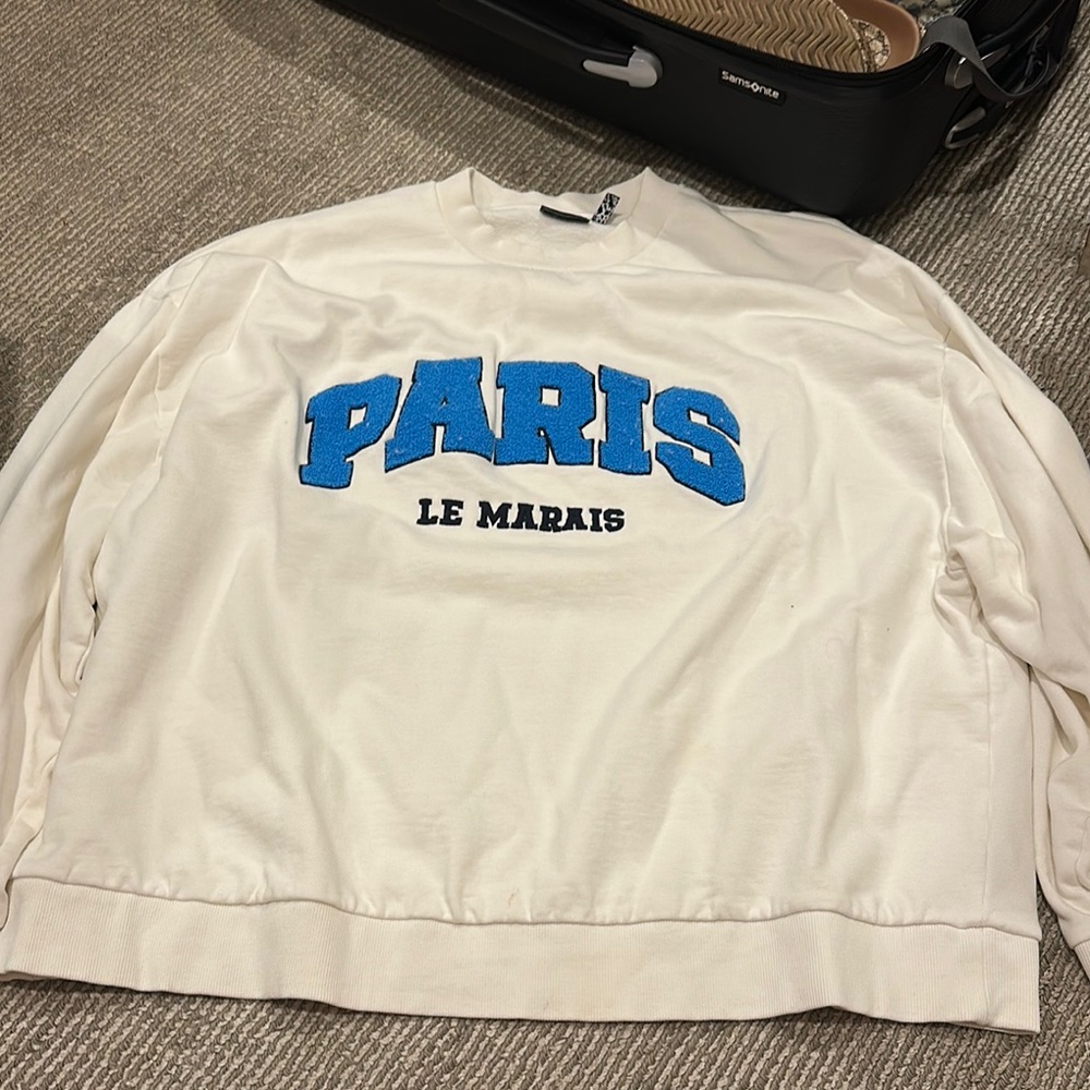 ASOS Cream and Blue Crewneck Sweater